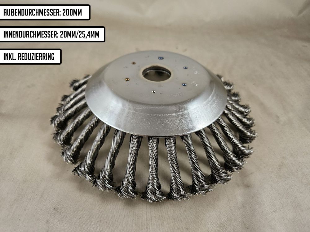 Wildkrautbürste für Freischneider Motorsense 200mm 20/25,4mm Unkrautbürste